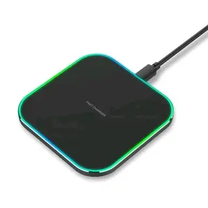 15W Wireless Charger, Square Shape Fast Charger with Anti-slip Mat & Data Cable, Phone Accessories for iPhone Square Smartphone Cellphone Mobile Charging Game