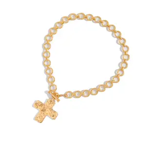 Hammered Crosses Necklace Fashion Statement Pendant for Women Fashion Jewelry