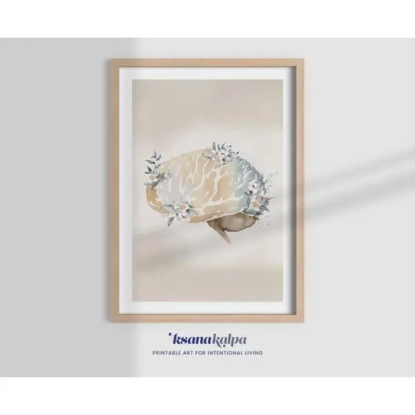 Vintage Brain Bloom Art Poster - Unique Psychology Print For Mental Health, Therapy Office Decor & Psychologists - Inspirational Gift