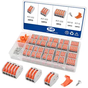 50 count Lever Wire Connectors Nuts Assortment Kit 28-12 AWG with Bases&Screws, 2/3/4/5 Conductor Combination Quick Connect Electrical Insulated Terminals