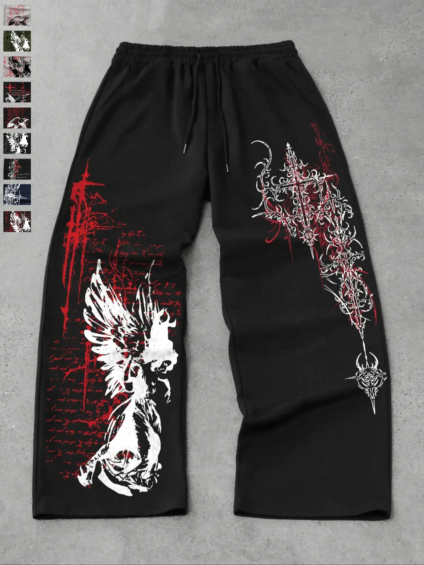 Wide-Leg Pants, Man, Street Punk Gothic Graphic Casual Style, Perfect for Dark Fashion Lovers, Daily Wear, Music Festivals & Theme Parties