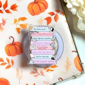 Regency Romance Book Stack Phone Grip, Vintage Bookish Aesthetic Magnetic Kickstand Holder, Cute Gift for Historical Fiction Readers