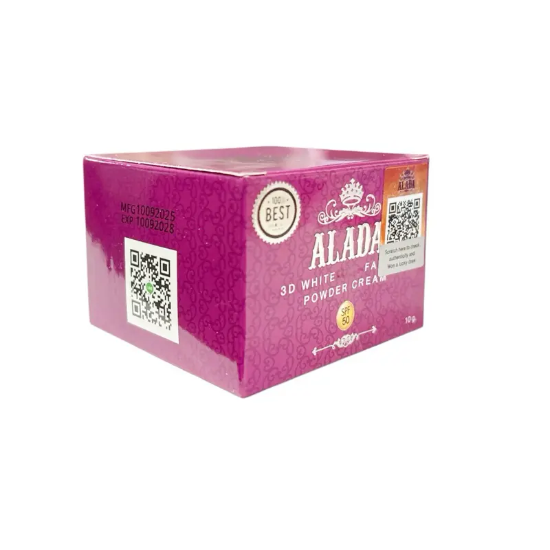 glutathione face powder ALADA 3D Facial Powder Cream SPF 50 – Lightweight Makeup Base & Concealer  Hybrid with L-Glutathione, Milk Protein, Aloe Vera & Collagen – (10g)