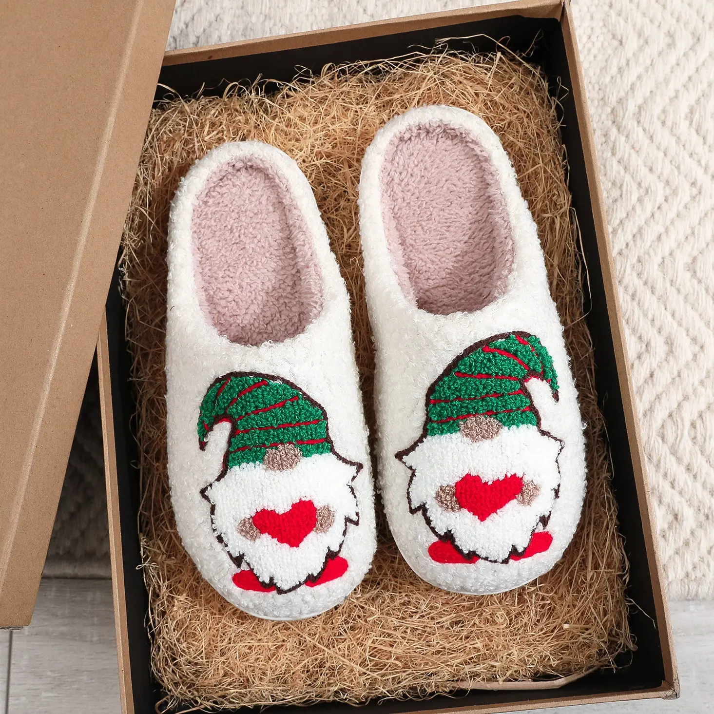 Hug Vogue Unisex Dwarf Elf Old Man Design Soft Plush Slippers Casual Comfortable Home Slipers Shoes For Fall Winter,Christmas Indoor or Outdoor