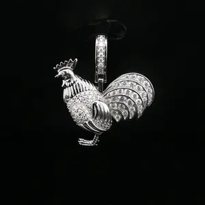 Men's Iced Out "Rooster" Statement Pendant – 925 Sterling Silver | VVS Moissanite