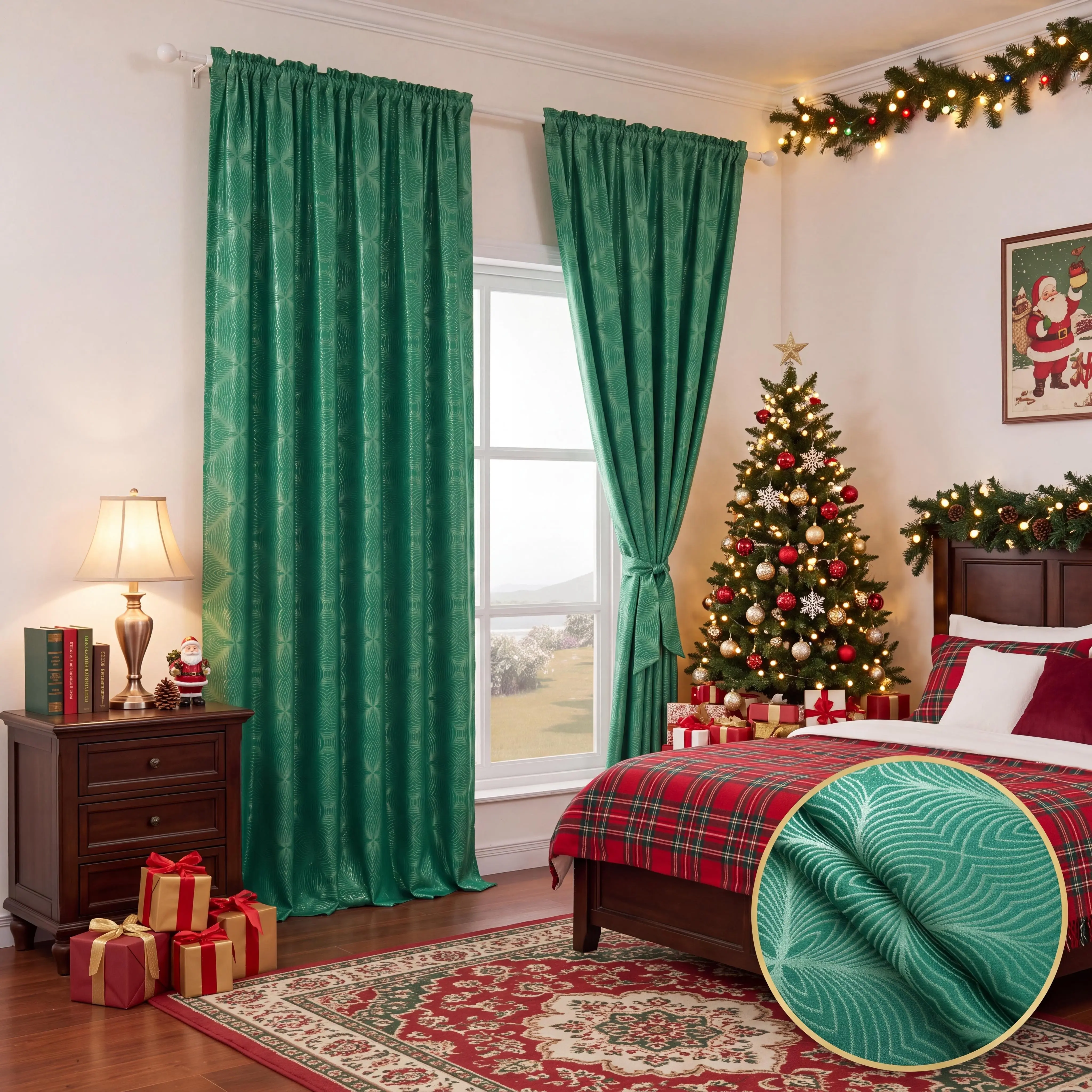 OPULENT CURTAIN Geometric Diamond Metallic Jacquard Drapes (2-Panels), Rod Pocket Drapery Style, Heavyweight Medium Light Blocking Curtains, Thermal Noise Reducing Luxury Farmhouse Curtains for Bedroom Living Room Decor, DA02