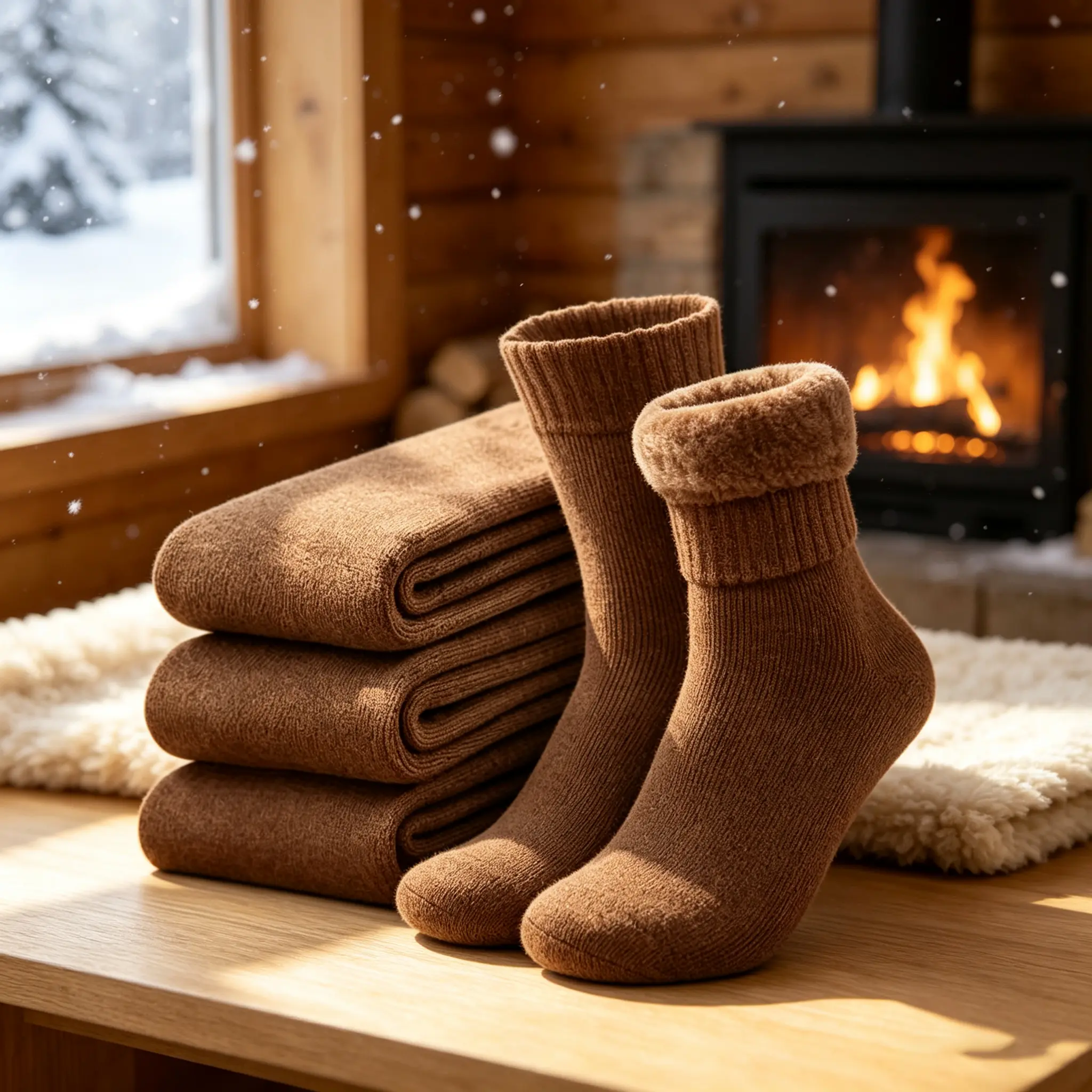 Men's 3pcs Thick Warm Cashmere Mid-Calf Sports Socks, Extra Thick Winter Fleece-Lined Outdoor Socks