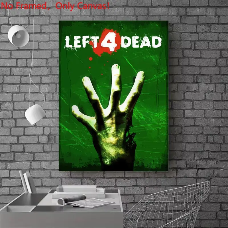 1 piece/set frameless canvas painting print poster, Game Poster art，Left 4 Dead Game Poster，a perfect gift for Video games loves, ideal gift for bedroom, living room, dorm hallway, kitchen, mural, wall decoration, room decor, Unframed Wall Art