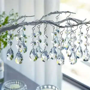 20pcs Crystal Light Catcher Set, Water Drop Pendant Lamp Decor, Glass Octagonal Prism for Wedding Home Decoration, No Battery Needed Hanging