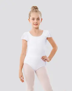 Girls Flutter Sleeve Cotton Dance Leotard