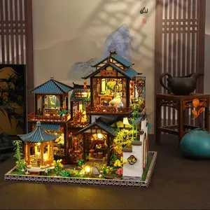 DIY Miniature House Kit Elegant Lanting, Tiny House Kit for Adults to Build,Mini House Making Kit with Furniture, Halloween/Christmas Decorations/Gifts for Family and Friends (Elegant Lanting)