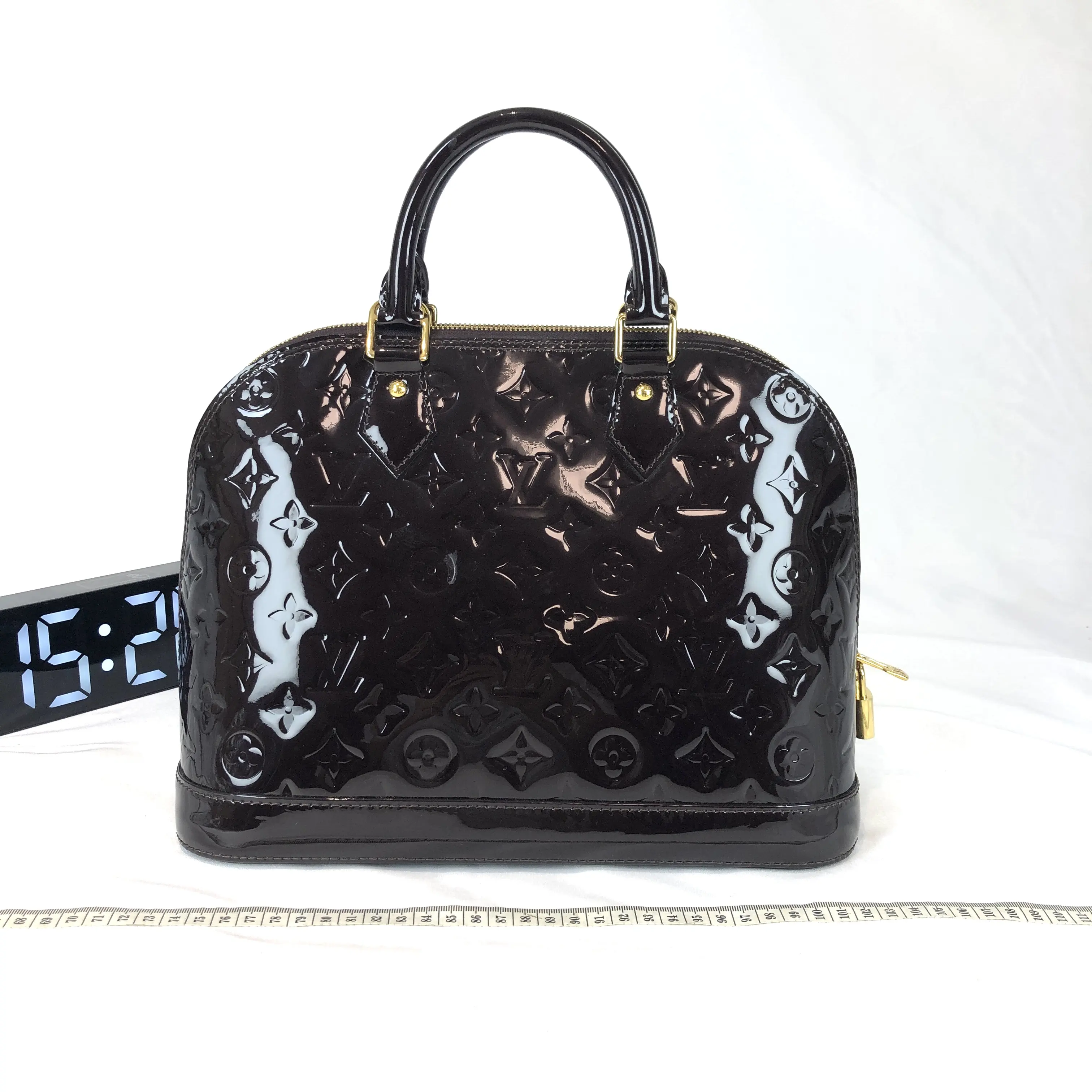 Pre-owned Louis Vuitton Leather Tote bags Alma Amarante Vernis Monogram Patent Top‑Handle Handbag 25382459