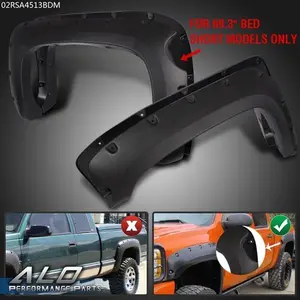 4pcs Pocket Rivet Style Fender Flares Textured Fit For 07-13 Silverado 1500 69"
