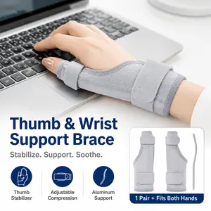 1 Pair Spring-Support Thumb & Wrist Brace with Ergonomic Aluminum Splint, Dual Straps for Thumb and Wrist Compression, Prevents Secondary Injuries – Ideal for Tendonitis, Arthritis, Household Chores, Office Typing and Sports Protection