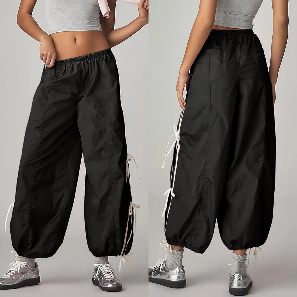 Mibbory Parachute Style Elastic High Waist Pant for Women Full Twist Hiking Cargo Pants with Adjustable Cuffs Womenswear Casual Bottom SummerVibes