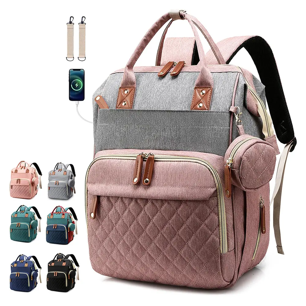 Diaper Bag Backpack, Multifunction Large Capacity Baby Bag for Girls Boys with Waterproof Design, Insulated Pockets, USB Port, Stroller Straps, Pacifier Case and Multi Pocket Organizer for Moms Dads Travel Essentials