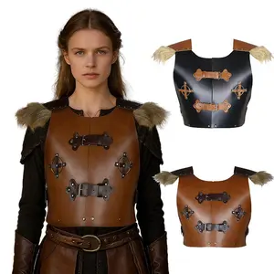 Viking Warrior PU Leather Chest Armor, Vintage Knight Artificial Leather Armor, Medieval Cosplay Costume Accessory, Unisex Halloween Prop