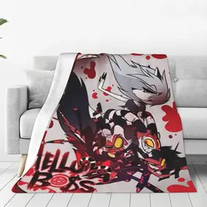 Helluva Boss Throw Blanket Couch Bed Sofa Soft Lightweight Warm Cozy Flannel Fleece Bed Blanket for Kids Adults Gift Multiple 40""X30"", Black