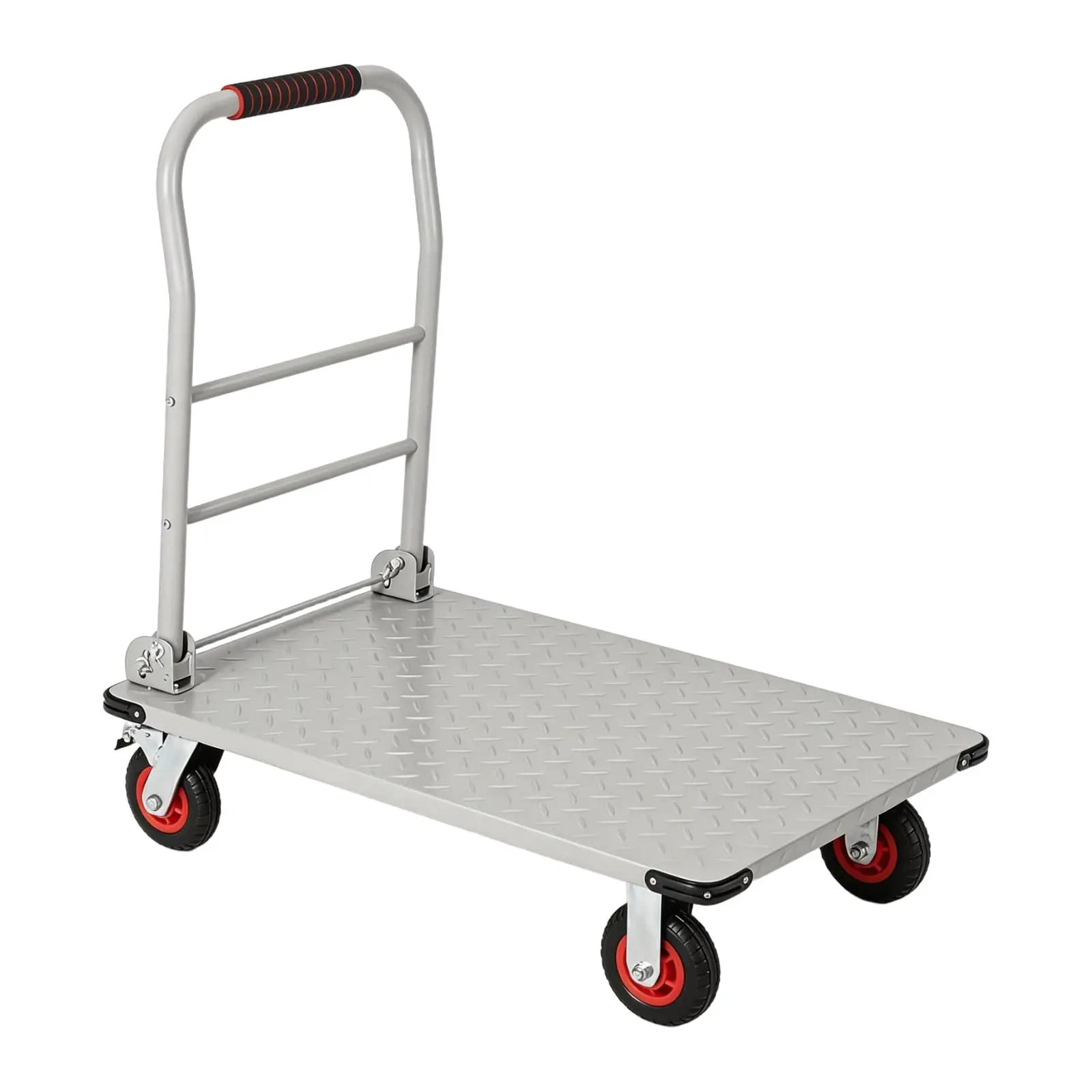 Heavy Duty Platform Truck Cart – 1800 LBS Capacity Push Cart, Flatbed Cart & Dolly Cart, 36"X24" Steel Moving Cart with 6" Swivel Wheels & Brakes, Foldable Handle for Warehouse, Garage, Shipping
