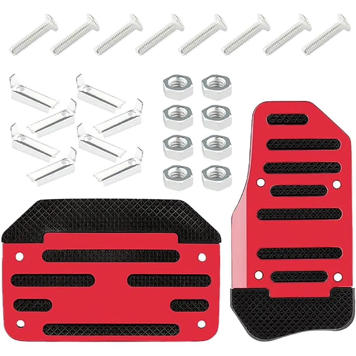 2PCS Non-Slip Car Pedal Covers – Red Aluminum Brake and Gas Pedal Pads for Automatic Transmission – Universal Fit for Most Vehicles