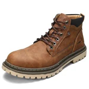 Men's Waterproof Chukka Boots High Top Comfy Leather Casual Boots For Men