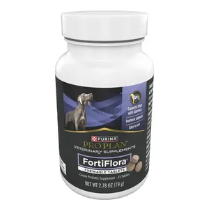 Purina Pro Plan FortiFlora Chewable Dog Probiotic Supplement Tablets 45ct Canister for Digestive Health & Gas Reduction