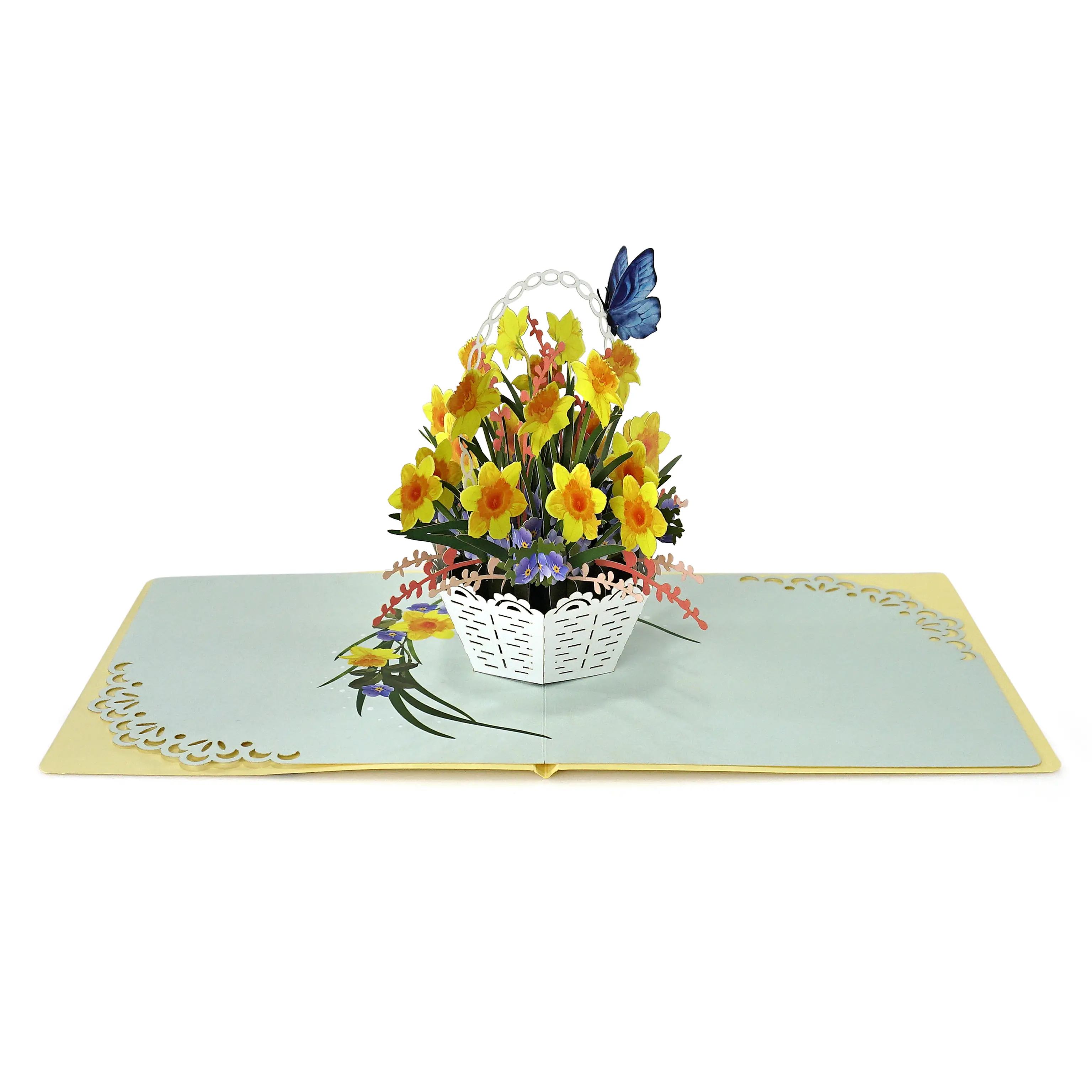 CUTPOPUP 3D Yellow Daffodil Pop-Up Greeting Card for Women, Office Stationery for Wife, Valentines Day or Mothers Day Occasions (US8-32US)