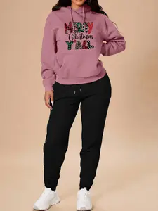Women's Long Sleeve Hoodie Set, Floral Pattern, High Waist Pants, Casual Fitted, Spring & Fall Fashion, 12 Color Options