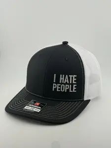 Richardson I Hate People 112 Trucker Hat - Premium Fit Adjustable Snapback Breathable Mesh Back Bold Attitude Design All-Day Comfort