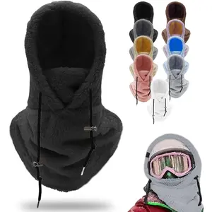 Sherpa Hood Ski Mask for Women and Wen, Wind-Resistant Winter Face Mask, Over Helmet Fleece Cover Hat Cap Scarf