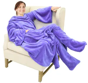 Catalonia Wearable TV Blanket with Sleeves Arms & Feet pockets for Adult Micro Plush Fleece Large Wrap Throw Robe 75 x 5