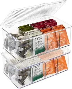 Sorbus Organizer Bins with Removable Compartments, Divided Tea Bag and Food Packet Storage Boxes Container Kitchen Set Utensils