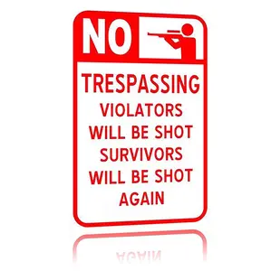 This 8x12 aluminum sign is the ultimate trespasser deterrent!  Protect your property with this iconic no trespassing sign!