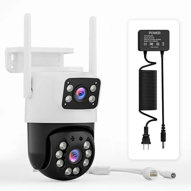 Seckun Wireless WiFi Security Camera System, 8MP+6MP HD Lens, 360° Pan-Tilt Real-Time Viewing, Night Vision, Motion Detection, 2-Way Audio, Auto-Connect, Micro SD Support, for Home & Outdoor Use