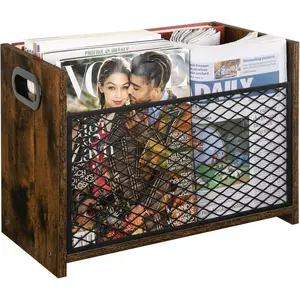 Magazine Holder, Magazine Rack for Desktop and Home Office, Farmhouse File Storage Basket for Letters, Magazines, Books, Newspapers (Large)