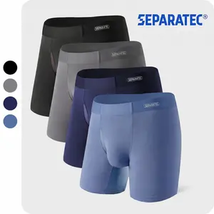 4 Packs Separatec Men’s Separate Pouch Modal Boxer Briefs, Breathable Mesh, Seamless Waistband, Ideal for Active Wear Fabric Spandex men's intimates underwear sale men