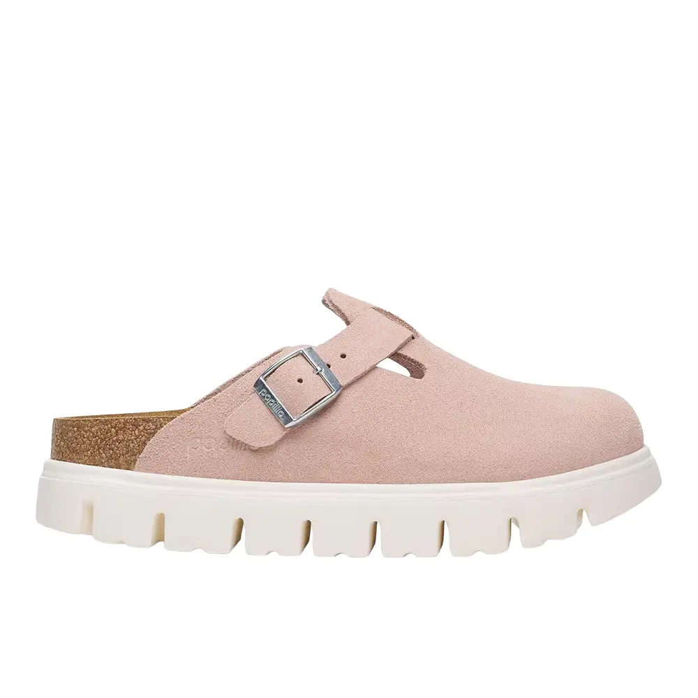 BIRKENSTOCK Womens Boston Chunky Suede Leather Clogs Casual - Pink