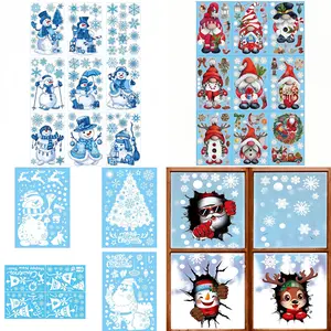Double-Sided Christmas Window Clings, Cute Santa & Snowflake Window Stickers, Merry Xmas Window Decorations for Home, Classroom & Winter Party Supplies