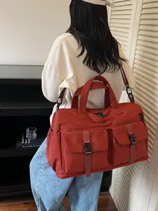 Stylish Vintage Casual Lightweight Canvas Bag for Short Trips, Fashionable Duffel Bag, Versatile Travel Tote with Wet-Dry Separation, Fits Luggage