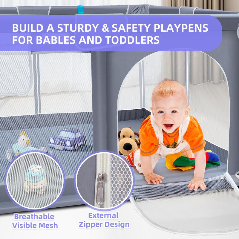 Baby Playpen, Indoor and Outdoor Playard, Play Pens for Kid Activity Center, Sturdy Safety Baby Fence with Breathable Mesh for Toddler playpen