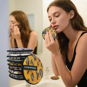 2pcs Reusable Makeup Remover Pads, Random Colors, Double-Sided Washable Makeup Removal, Circular Design Face & Skin Care, Fluffy Sponge Cleanse Heavy Makeup And Facial Bedding, Suitable Skin Types