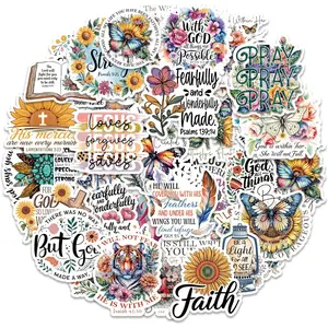 100 Pcs Christian Faith Stickers Bible Verse & Inspiration Quotes Waterproof Vinyl Scrapbook Stickers for Prayer Boards Vision Board Journaling