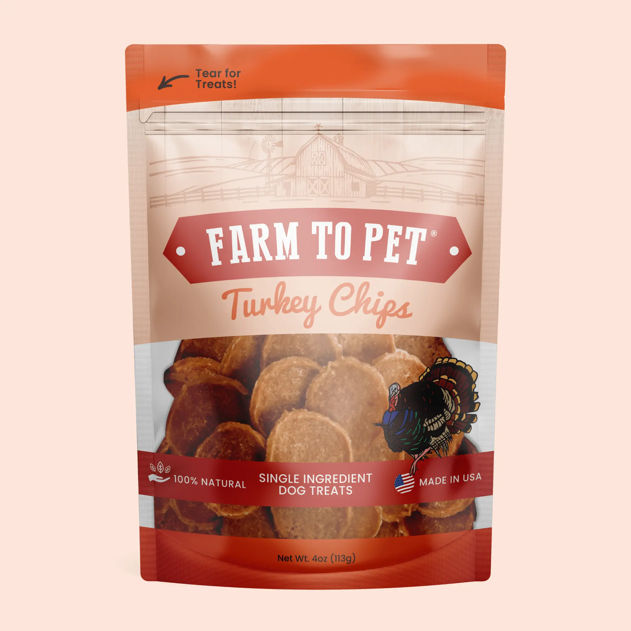 Farm to Pet Turkey & Chicken Chips Dog Treats - Single-Ingredient, High-Protein, All-Natural, Hormone-Free Poultry Breast, Low-Fat, Ideal for Training & Allergies