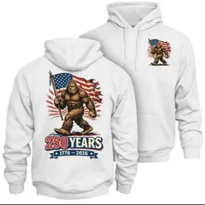 Bigfoot America 250 Years Hoodie, 1776-2026 Anniversary Sweatshirt, Patriotic Sasquatch Graphic Apparel, Trending 250 Years Of Freedom Gear, US 250th Celebration Clothing