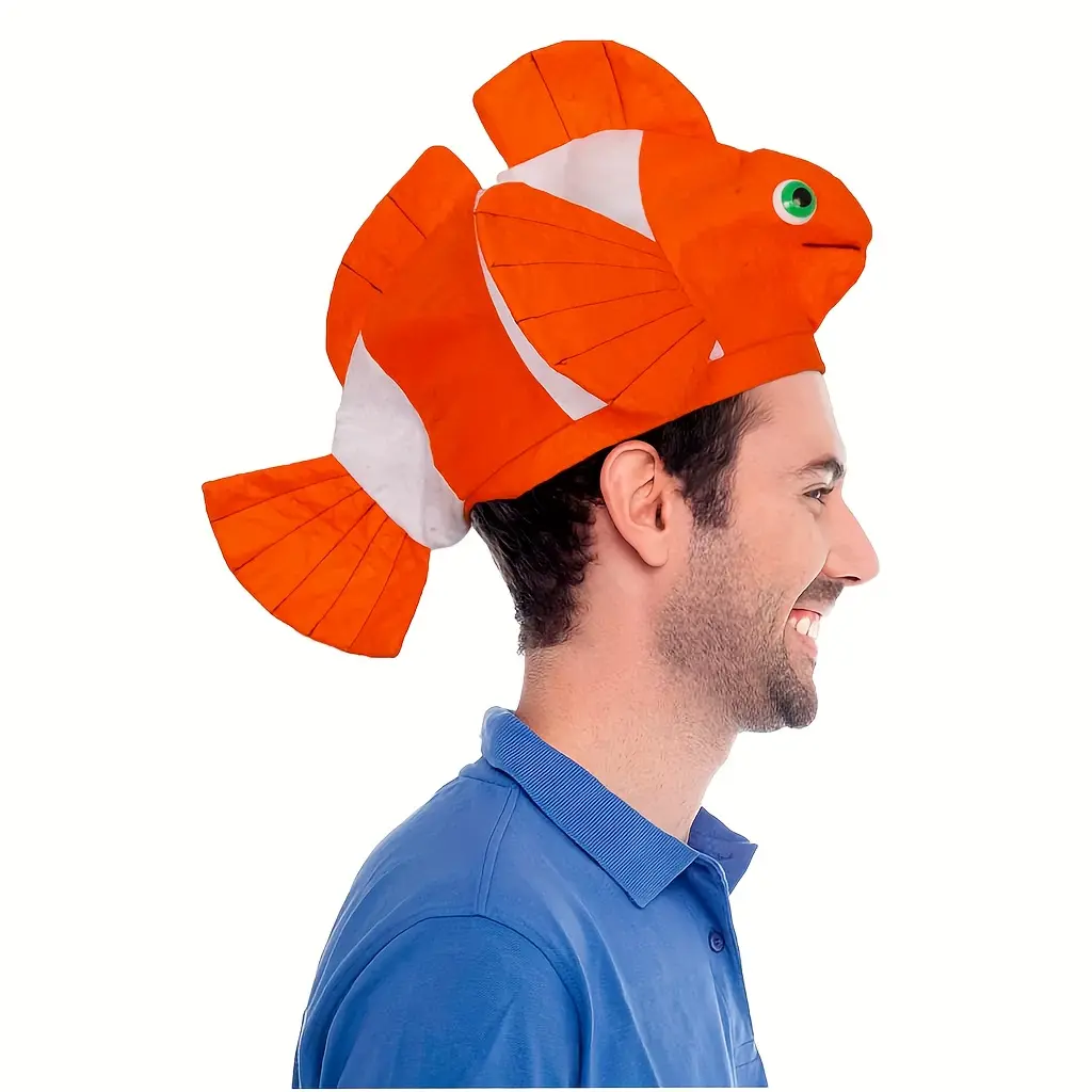 1pc 3D Clownfish Nemo Holiday Headgear, New Year'S Party Hat, Festival Costume, Tropical Fish Hat, Funny Ocean Fish Hat, Christmas Outfit