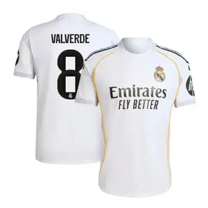 Valverde #8 All Player of Real Madrid Team Champions League/ LA Liga 2025/26 A football kit with Embroidered logo and Sharp stitching Jersey, Breathable Quick Dry Short Sleeve Athletic Tops for Football Fans, Football Collectors