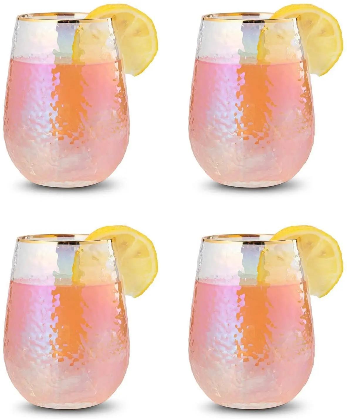 Lustered Iridescent Stemless Wine Glasses