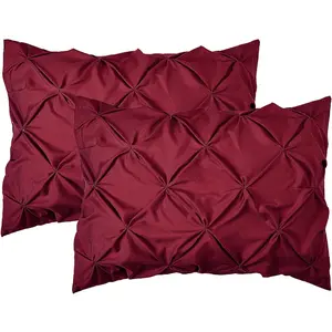 2-Pack Pinch Pleat Sheet Set – 1500 Thread Count Premium Hotel-Quality Microfiber, Stylish, Easy Care, Wrinkle & Stain Resistant, Pleated King Size, Burgundy