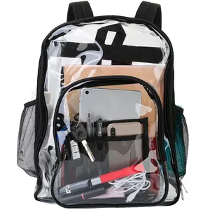 Transparent Waterproof PVC Book Bag - 5.3 Gal Capacity Backpack with Strong Reinforced Straps