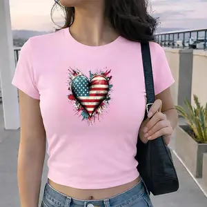 USA Heart Baby Tee, Patriotic Love Graphic Tee, 4th of July Vintage Shirt, American Flag Outfit.